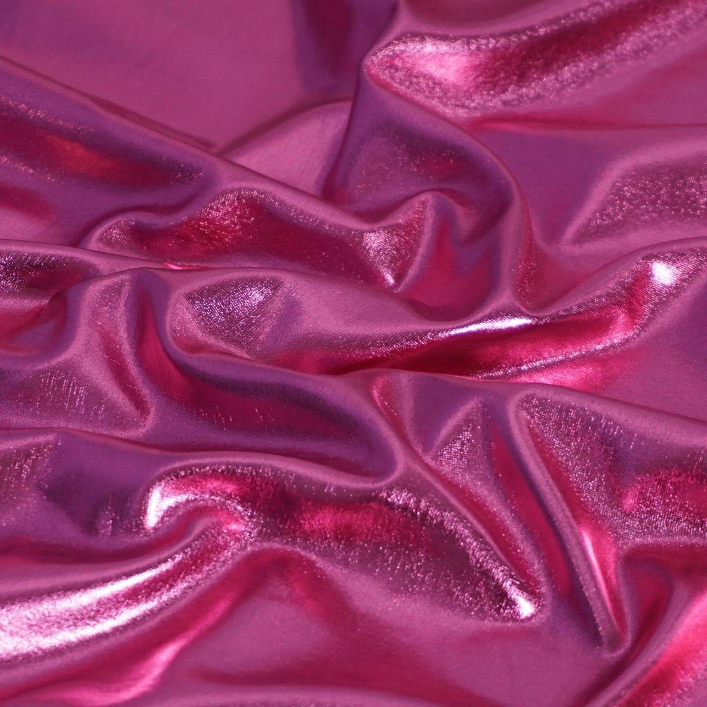 Folienjersey Kunstfaser glänzend rosa pink